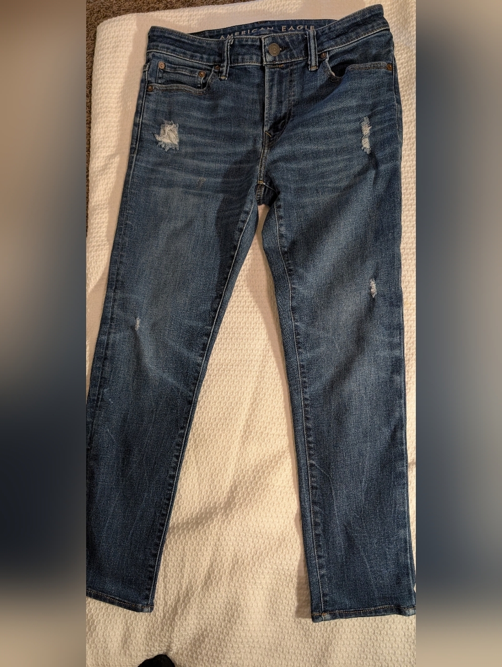American Eagle Outfitters Blue Distressed Skinny Jeans